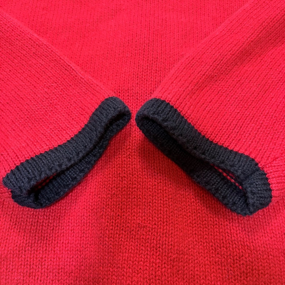 VTG Crystal Kobe‎ Red Scottish Terrier Dog Paw Print Cardigan Fur Collar size L - Picture 7 of 7